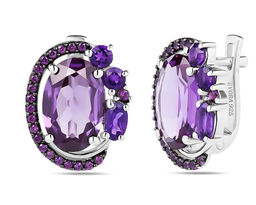 Серьги, аметист , синт.александрит , наноаметист, Абелия