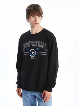 Bisiklet Yaka Uzun Kollu Erkek Sweatshirt