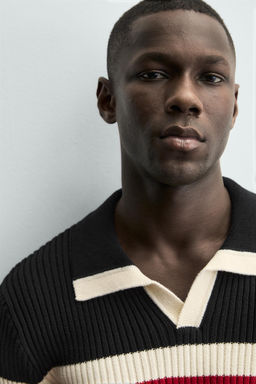 STRIPED JACQUARD KNIT POLO SHIRT - Zara фото 7