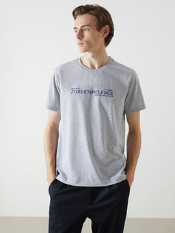 Bisiklet Yaka K?sa Kollu Bask?l? Penye Erkek Ti??rt