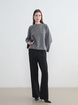 Bisiklet Yaka Ta?l? Kad?n Sweatshirt Tunik