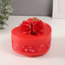 Шкатулка музыкальная механическая Нежные розы, пластик, красная, 12?13.5?10.5 см