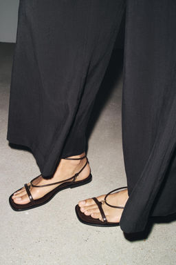 LEATHER THIN STRAPPY SANDALS - Zara фото 11