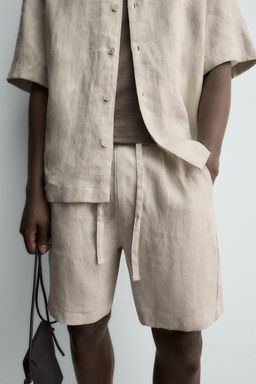 100% LINEN RELAXED FIT BERMUDA SHORTS - Zara фото 13
