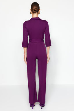 TRENDYOLMILLA Kemerli Kruvaze Yaka Dokuma Tulum TWOAW23TU00017 фото 6