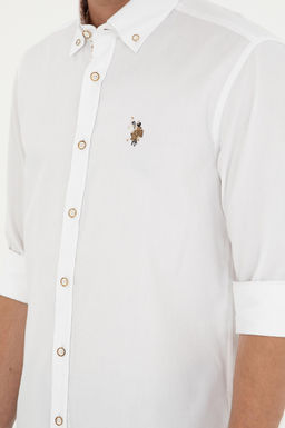 Мужская белая рубашка с длинным рукавом - U.s. polo assn фото 7