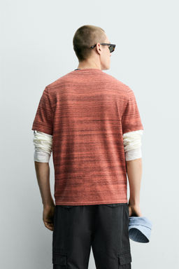 CAMISETA PUNTO RAYAS IRREGULARES / Rojo / Naranja - Zara фото 3