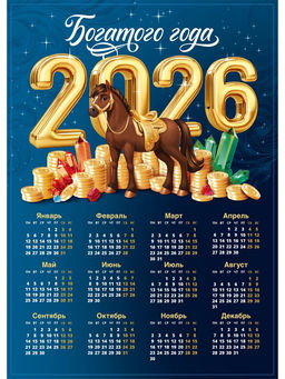 Цена за 10 шт. Календарь настенный 2026 «Богатого года», А3