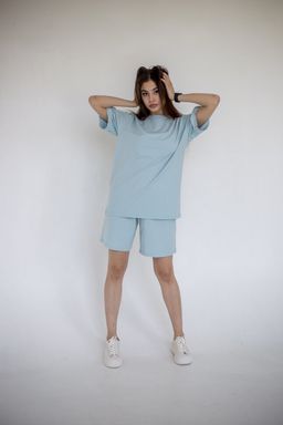 102/251 Костюм женский c шортами, светло-голубой - Knitka wear фото 3