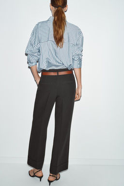TROUSERS WITH TURN-UP CUFFS AND BELT - Zara фото 29