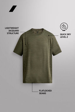 CAMISETA T?CNICA JACQUARD RAYAS / Verde medio - Zara фото 6