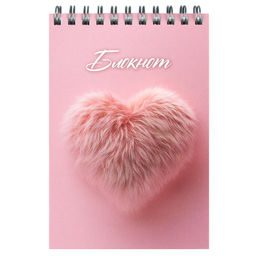 Блокнот, А6, 80 л, арт. 72776 МЕХОВОЕ СЕРДЕЧКО / Блок - белый офсет 60 г/м?, клетка, гребень по коро