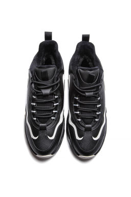 Кроссовки повседневные утепленные Черный/Бежевый