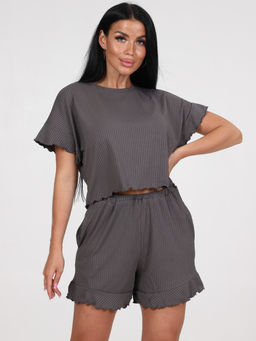 427 ПИЖАМА ЖЕНСКАЯ (шорты) (Графит) - А-дина фото 2