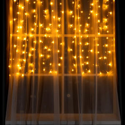 Гирлянда Занавес 1.5?1 м, IP20, прозрачная нить, 180 LED, свечение жёлтое, 8 режимов, 220 В