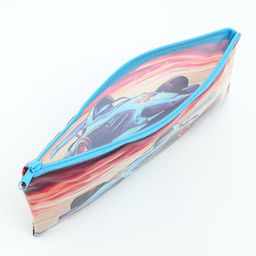 Косметичка-пенал на молнии, с рисунком Авто, голубая/оранжевая - Simaland фото 3