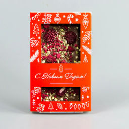 Молочный шоколад с малиной, ежевикой и фисташками, красная коробочка #9, 85гр