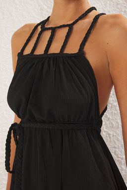 TRENDYOLMILLA Kahverengi Kusakl? Maxi Dokuma Baglamal? Plaj Elbisesi TBESS23EL00070 фото 12