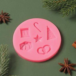 Молд для заливки Новогодние атрибуты, силикон, 10?10?1 см, розовый