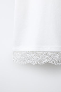 CAMISETA TACHAS BAJO LACE / Blanco - Zara фото 4