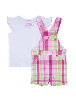 PlayToday / Комплект детский для девочек: фуфайка трикотажная (футболка), полукомбинезон текстильный