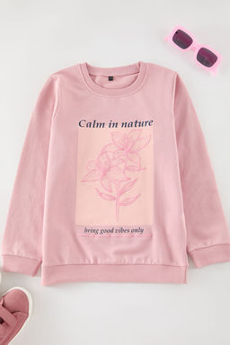 Somon K?z Cocuk Bask?l? Orme Sweatshirt TKDAW25SW00043