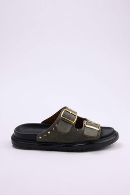 Trendyol Shoes Siyah Rivetli Cift Tokal? Duz Kad?n Terlik TAKSS25TE00004 - Trendyolmilla фото 20