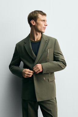 DOUBLE-BREASTED WOOL SUIT BLAZER - Zara фото 2