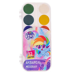 Акварель медовая 12 цветов, без кисти, Пони, My Little Pony