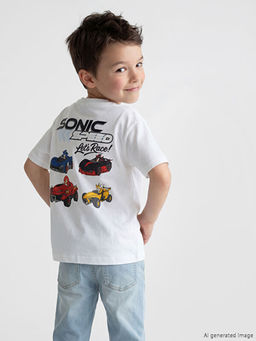 Bisiklet Yaka Sonic Lisansl? Erkek ?ocuk Ti??rt