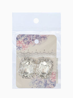 Серьги со стразами "Роскошь", прямоугольник, цвет белый в серебре