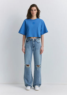 Mavi Patch Logo Bask?l? Mavi Crop Tisort фото 2