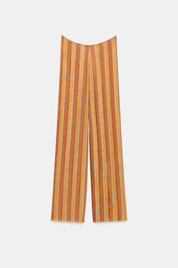 PANTAL?N PAREO TUL ESTAMPADO RAYAS / Naranja quemado - Zara фото 4