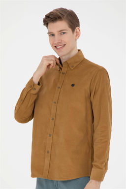 Мужская рубашка светло-хаки с длинным рукавом - U.s. polo assn фото 3