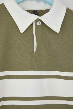 Yesil Erkek Cocuk 100% Pamuk Duz Polo Yaka Regular Orme T-Shirt TKDAW26TS00003 - Trendyolmilla фото 3