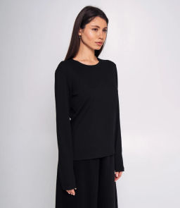 Лонгслив #КТ7281, чёрный