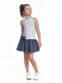 Платье комбинированное 22-7183 серый/джинс - Mini maxi фото 12