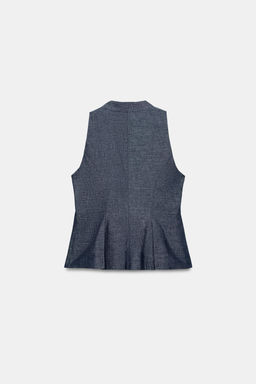 CHALECO CRUZADO CON LINO / ?ndigo