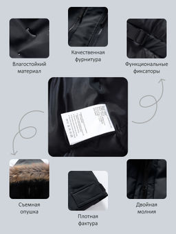 Парка зимняя мужская с капюшоном и мехом енот черного цвета 9537-1Ch - Valianly фото 23