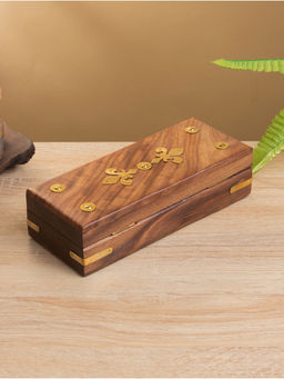 Шкатулка «Лилия», 20×8×5 см, дерево шишам, латунь
