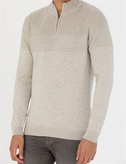 Kum Melanj Slim Fit Fermuarl_ Dik Yaka Triko Kazak - Pierre cardin фото 6