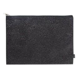 Папка 1 отделение А4 LOREX SPARKLE черная с блестками, молния сверху, полиуретан, для дево...