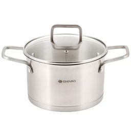 Кастрюля нерж, 1.9 л, с крыш, крыш стекло, Daniks, Ирати, индукц, SD-01369-16 (505741)