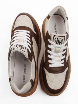 03-X79173-A2 BROWN/BEIGE Кроссовки мужские (натуральная кожа, нубук) - Фабричный китай фото 5