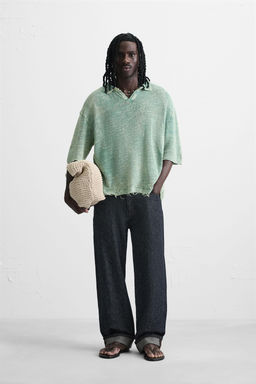 WASHED KNIT POLO SHIRT