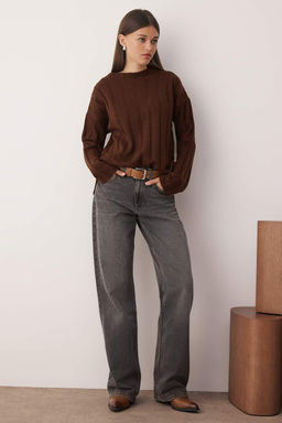 Antrasit Yumusak Dokulu Genis Kal?p Triko Kazak TWOAW26KZ00177 - Trendyolmilla фото 6