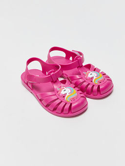 Bask?l? K?z ?ocuk Sandalet