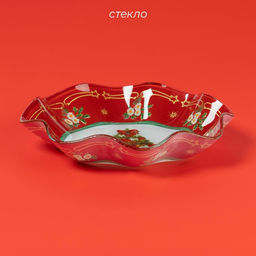 Салатник Доляна «Новогодняя ель», 400 мл, 19×3.7 см, стекло, красный