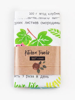 Набор кухонных полотенец Доляна Ароматный чай, 35?60 см-2 шт., 100% хлопок, вафля 160 г/м?