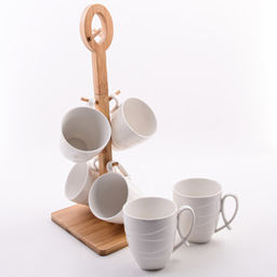 60324 Набор кружек 295 мл на подставке 7пр фарфор/бамбук LR (х8) - Mayer&boch фото 7